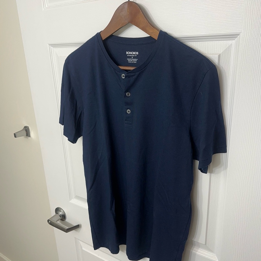 Bonobos Dark Blue Men's Short Sleeve Henley